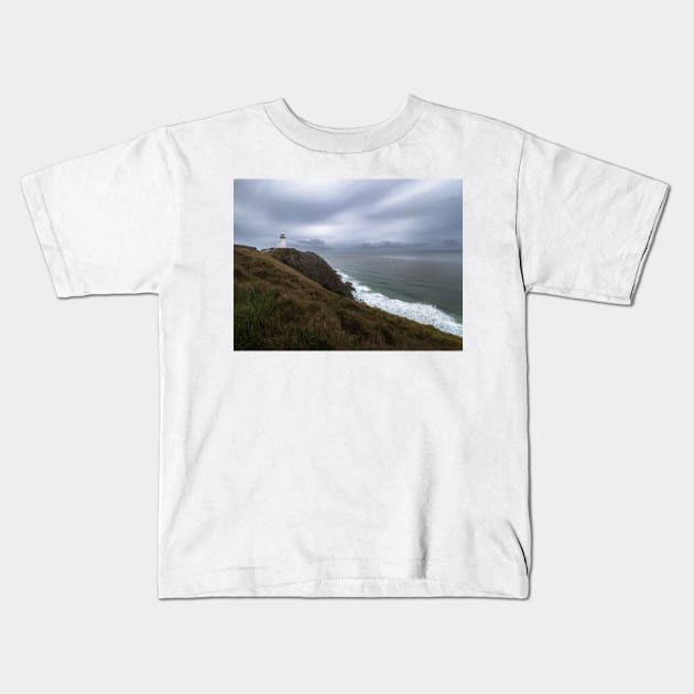 Byron Bay Lighthouse Overcast Kids T-Shirt by LukeDavidPhoto